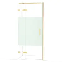 Maxaro Diamond Douchedeur | 90 cm Glanzend lichtgoud Helder met matte strook Draaideur