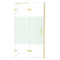 Maxaro Diamond Douchedeur | 110 cm Glanzend lichtgoud Helder met matte strook Draaideur