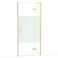 Maxaro Diamond Douchedeur | 90 cm Glanzend lichtgoud Helder met matte strook Draaideur