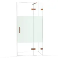 Maxaro Diamond Douchedeur | 100 cm Glanzend koper Helder met matte strook Draaideur