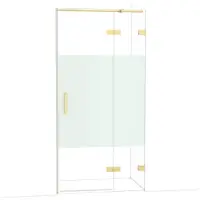 Maxaro Diamond Douchedeur | 100 cm Glanzend lichtgoud Helder met matte strook Draaideur
