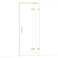 Maxaro Diamond Douchedeur | 80 cm Glanzend lichtgoud Helder glas Draaideur