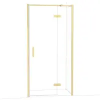 Maxaro Diamond Douchedeur | 100 cm Glanzend lichtgoud Helder glas Draaideur