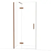 Maxaro Diamond Douchedeur | 100 cm Glanzend koper Helder glas Draaideur