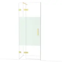 Maxaro Diamond Douchedeur | 80 cm Glanzend lichtgoud Helder met matte strook Draaideur