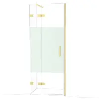 Maxaro Diamond Douchedeur | 80 cm Glanzend lichtgoud Helder met matte strook Draaideur