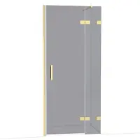 Maxaro Diamond Douchedeur | 90 cm Glanzend lichtgoud Rookglas Draaideur