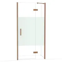 Maxaro Diamond Douchedeur | 100 cm Glanzend koper Helder met matte strook Draaideur