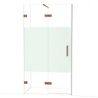 Maxaro Diamond Douchedeur | 110 cm Glanzend koper Helder met matte strook Draaideur