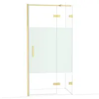 Maxaro Diamond Douchedeur | 100 cm Glanzend lichtgoud Helder met matte strook Draaideur