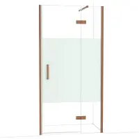 Maxaro Diamond Douchedeur | 100 cm Glanzend koper Helder met matte strook Draaideur