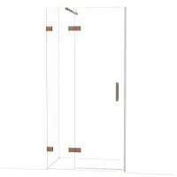Maxaro Diamond Douchedeur | 100 cm Glanzend koper Helder glas Draaideur