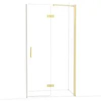 Maxaro Diamond Douchedeur | 110 cm Glanzend lichtgoud Helder glas Draaideur