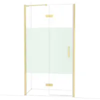 Maxaro Diamond Douchedeur | 110 cm Glanzend lichtgoud Helder met matte strook Draaideur