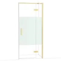 Maxaro Diamond Douchedeur | 90 cm Glanzend lichtgoud Helder met matte strook Draaideur
