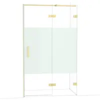 Maxaro Diamond Douchedeur | 120 cm Glanzend lichtgoud Helder met matte strook Draaideur