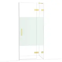 Maxaro Diamond Douchedeur | 90 cm Glanzend lichtgoud Helder met matte strook Draaideur