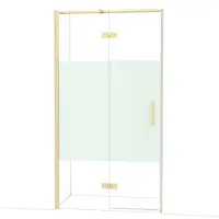Maxaro Diamond Douchedeur | 110 cm Glanzend lichtgoud Helder met matte strook Draaideur