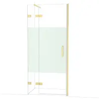 Maxaro Diamond Douchedeur | 90 cm Glanzend lichtgoud Helder met matte strook Draaideur