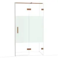 Maxaro Diamond Douchedeur | 110 cm Glanzend koper Helder met matte strook Draaideur