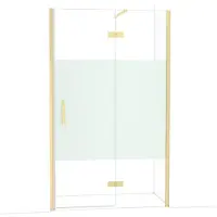 Maxaro Diamond Douchedeur | 120 cm Glanzend lichtgoud Helder met matte strook Draaideur