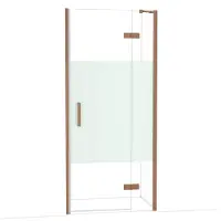 Maxaro Diamond Douchedeur | 90 cm Glanzend koper Helder met matte strook Draaideur