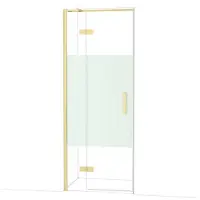 Maxaro Diamond Douchedeur | 80 cm Glanzend lichtgoud Helder met matte strook Draaideur