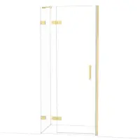 Maxaro Diamond Douchedeur | 90 cm Glanzend lichtgoud Helder glas Draaideur