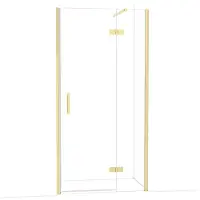 Maxaro Diamond Douchedeur | 100 cm Glanzend lichtgoud Helder glas Draaideur