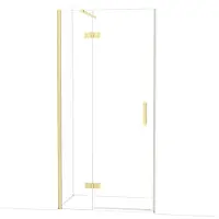 Maxaro Diamond Douchedeur | 100 cm Glanzend lichtgoud Helder glas Draaideur