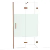 Maxaro Diamond Douchedeur | 110 cm Glanzend koper Helder met matte strook Draaideur