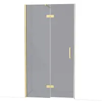 Maxaro Diamond Douchedeur | 110 cm Glanzend lichtgoud Rookglas Draaideur