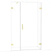 Maxaro Diamond Douchedeur | 125 cm Glanzend lichtgoud Helder glas Draaideur