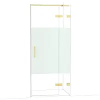 Maxaro Diamond Douchedeur | 90 cm Glanzend lichtgoud Helder met matte strook Draaideur
