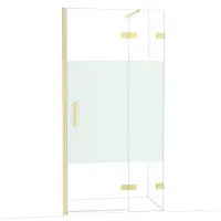 Maxaro Diamond Douchedeur | 100 cm Glanzend lichtgoud Helder met matte strook Draaideur