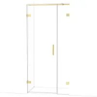Maxaro Diamond Douchedeur | 95 cm Glanzend lichtgoud Helder glas Draaideur