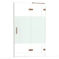 Maxaro Diamond Douchedeur | 120 cm Glanzend koper Helder met matte strook Draaideur