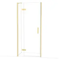 Maxaro Diamond Douchedeur | 90 cm Glanzend lichtgoud Helder glas Draaideur