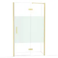 Maxaro Diamond Douchedeur | 120 cm Glanzend lichtgoud Helder met matte strook Draaideur