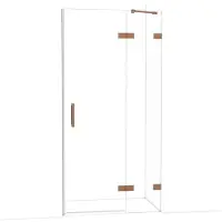 Maxaro Diamond Douchedeur | 100 cm Glanzend koper Helder glas Draaideur