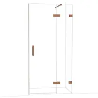 Maxaro Diamond Douchedeur | 100 cm Glanzend koper Helder glas Draaideur