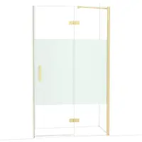 Maxaro Diamond Douchedeur | 120 cm Glanzend lichtgoud Helder met matte strook Draaideur