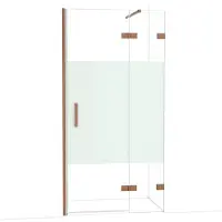 Maxaro Diamond Douchedeur | 100 cm Glanzend koper Helder met matte strook Draaideur
