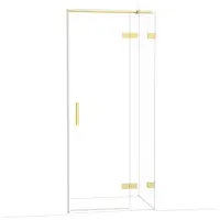 Maxaro Diamond Douchedeur | 90 cm Glanzend lichtgoud Helder glas Draaideur