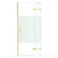 Maxaro Diamond Douchedeur | 90 cm Glanzend lichtgoud Helder met matte strook Draaideur