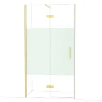 Maxaro Diamond Douchedeur | 110 cm Glanzend lichtgoud Helder met matte strook Draaideur