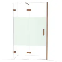 Maxaro Diamond Douchedeur | 120 cm Glanzend koper Helder met matte strook Draaideur