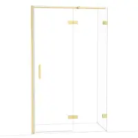 Maxaro Diamond Douchedeur | 120 cm Glanzend lichtgoud Helder glas Draaideur