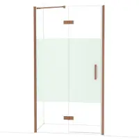 Maxaro Diamond Douchedeur | 110 cm Glanzend koper Helder met matte strook Draaideur