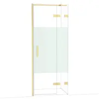 Maxaro Diamond Douchedeur | 80 cm Glanzend lichtgoud Helder met matte strook Draaideur